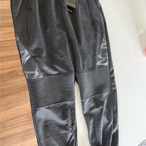 Gray Sweatpants with Moto-Style Design